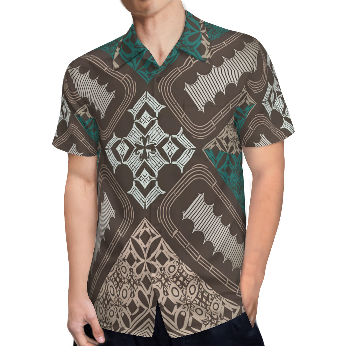 Abstract Elegant Short Sleeves Men's Shirt