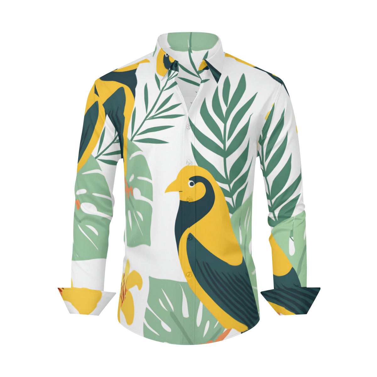 Tropical Parrots Men's Classic Long-Sleeved Shirt | Polyester