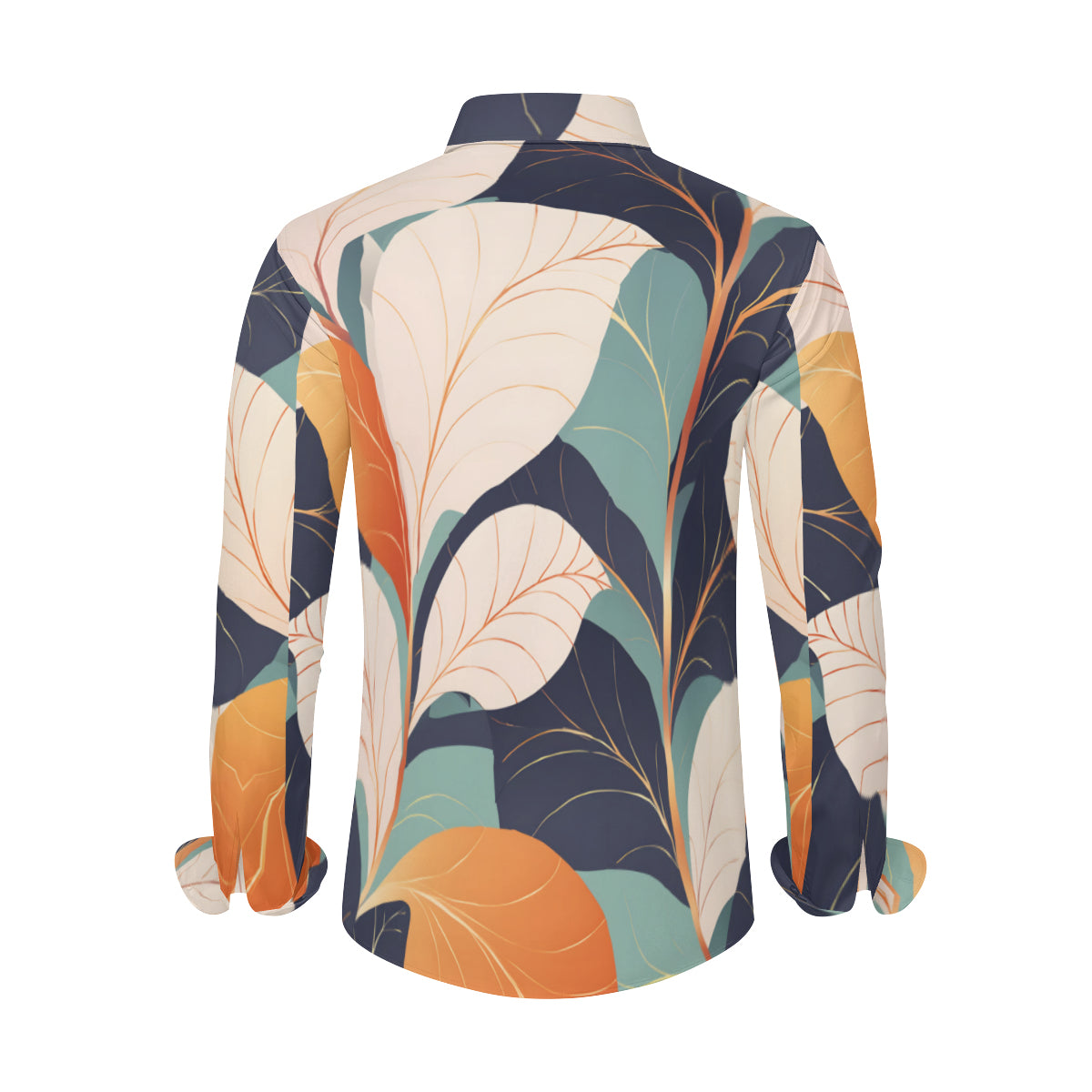 Elegant Floral Men's Classic Long-Sleeves Shirt | Polyester