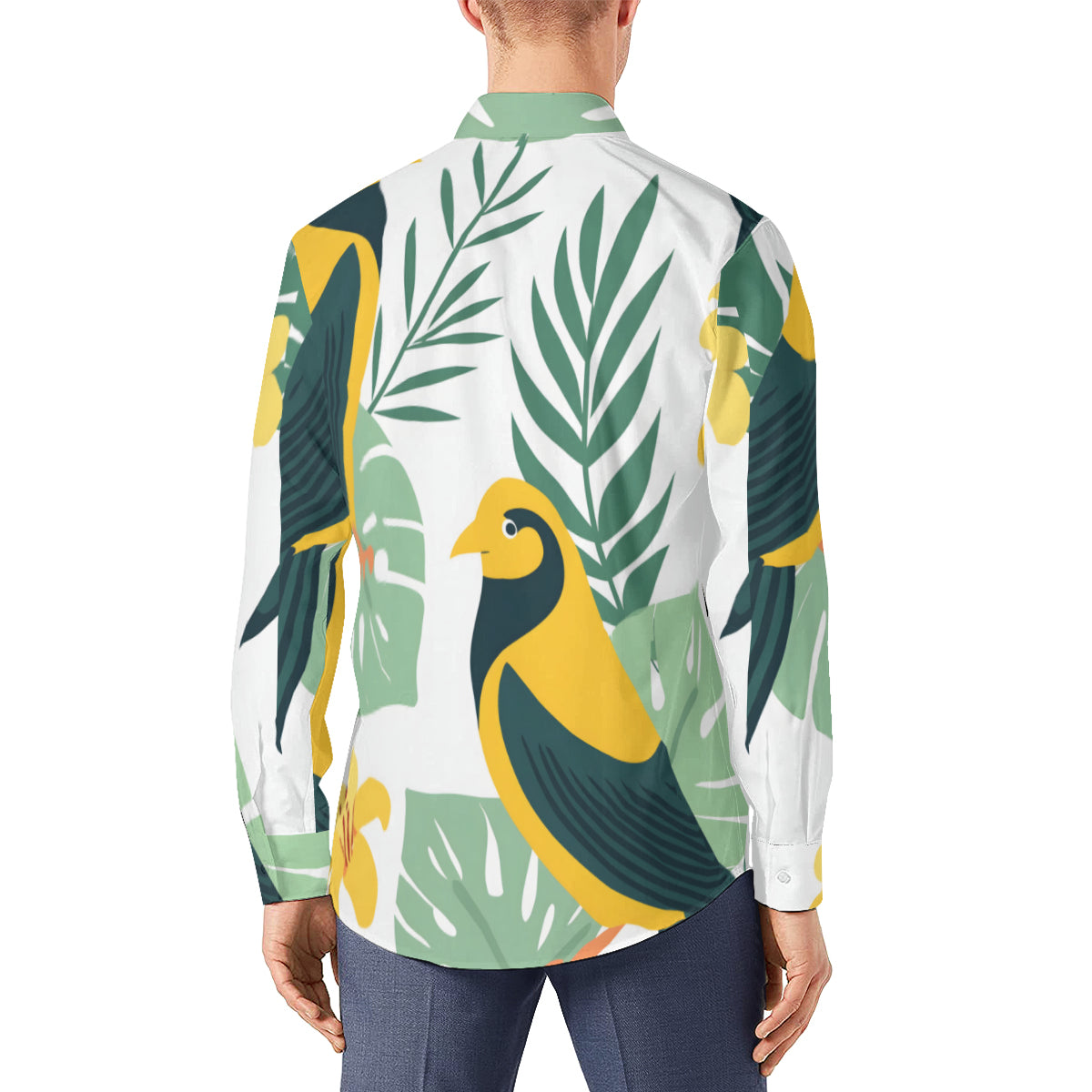 Tropical Parrots Men's Classic Long-Sleeved Shirt | Polyester