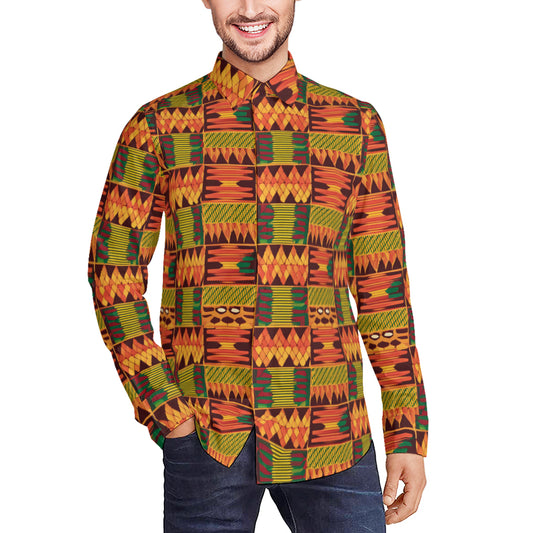 Kente Pattern Long Sleeves Shirt