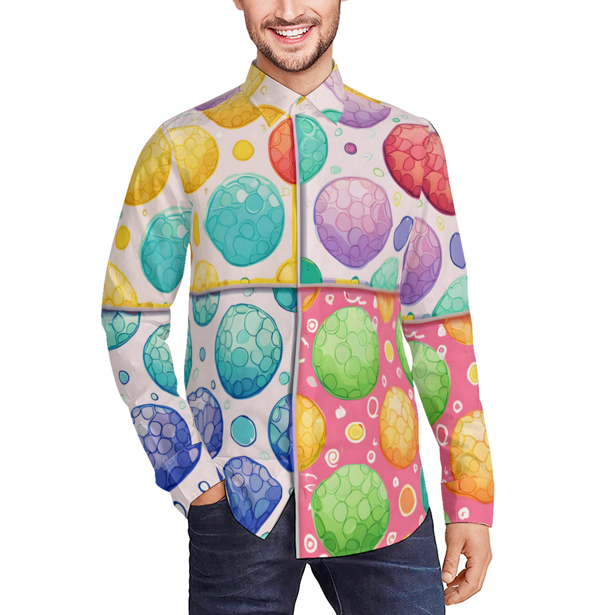 Vibrant Dots Classic Men's Long Sleeves Shirt