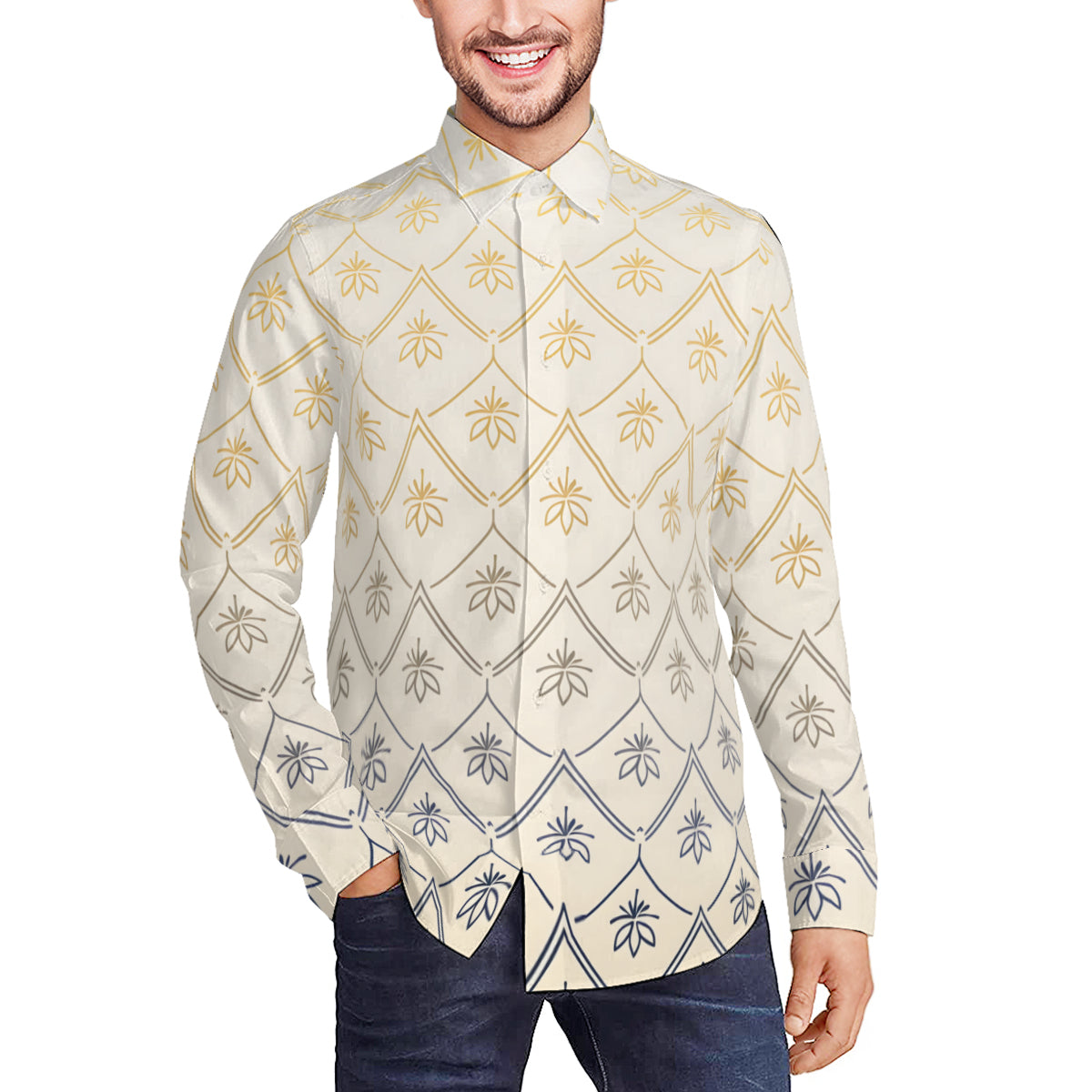 Elegant Seamless Men's Classic Long-Sleeves Shirt | Polyester