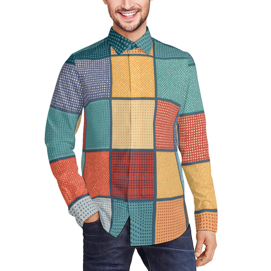 Vibrant Squares  Classic Men's Long Sleeves Shirt